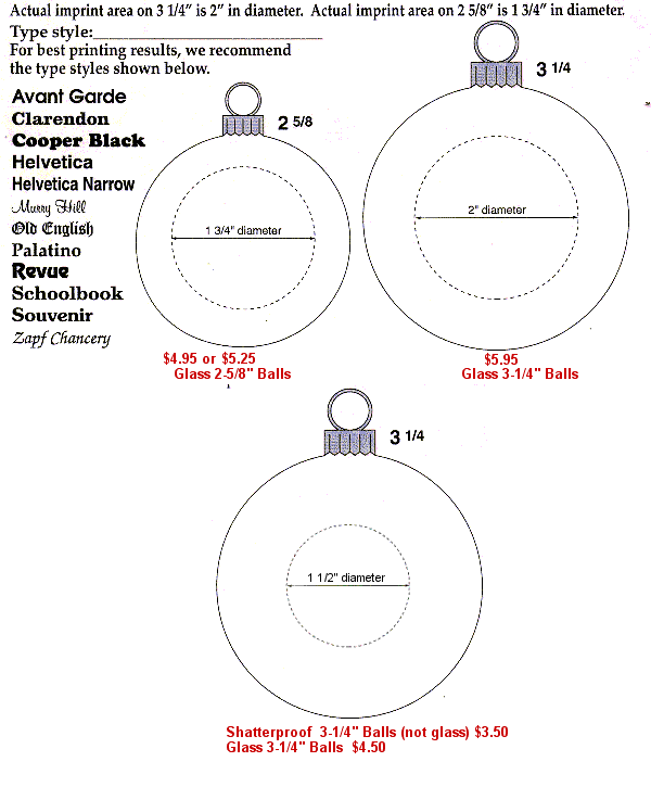 Christmas Ornament Size Chart